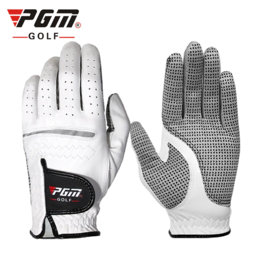 ฝ่ามือพร้อมอนุภาคกันลื่น PGM golf men ถุงมือสีขาวพร้อมหนัง cabretta นําเข้าระบายอากาศ ST001